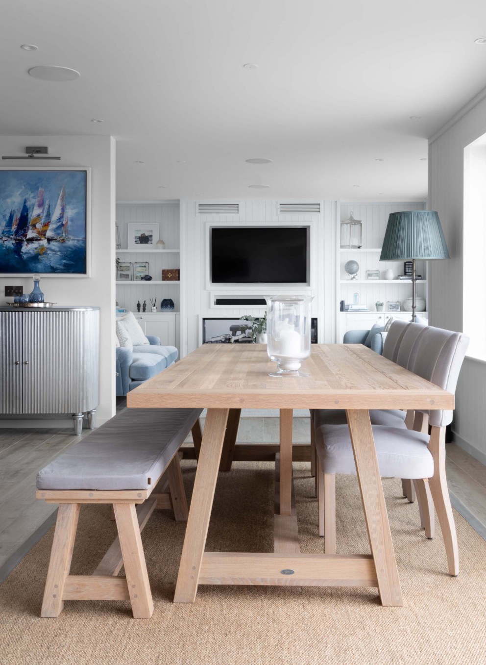 New build beach house, Abersoch, Wales | Dining area in open plan living space | Interior Designers